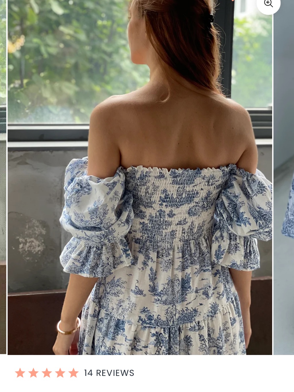 Kiko Nothing Fits But Blue & White Off-Shoulder Smocked Dress — image 4 of 4